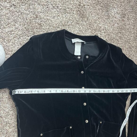 VTG Sonia Rykiel Paris Black Velour Velvet Jacket XL Button Snap Elegant - Picture 13 of 14